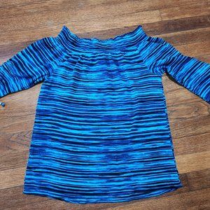 Michael Kors Blue and Black Stripe Large Blouse